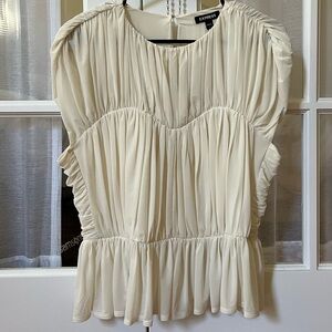 Ivory ruched layered blouse